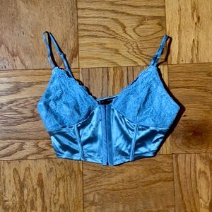 🦋SKY BLUE SATIN LACE TOP🦋
